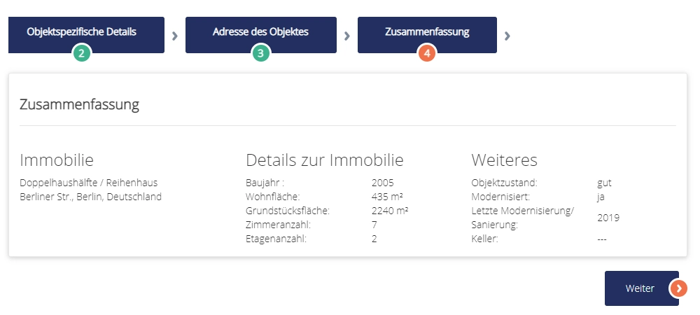 Schritt 4: Zusammenfassung der Angaben